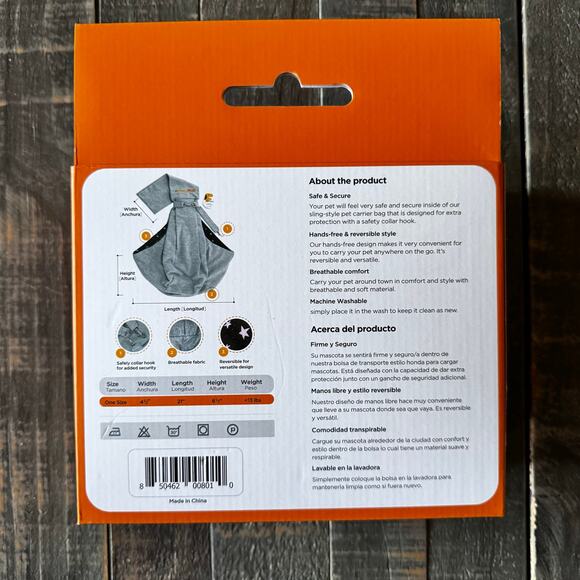 Furry Fido Gray Classic Pet Sling - Reversible Slings 13lbs - Picture 2 of 4